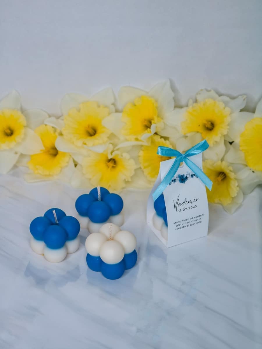 Marturii Botez lumanare Bubble - cartonat & fundita - imagine 14